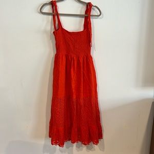 Humming Bird red strapless summer dress with islet details size medium